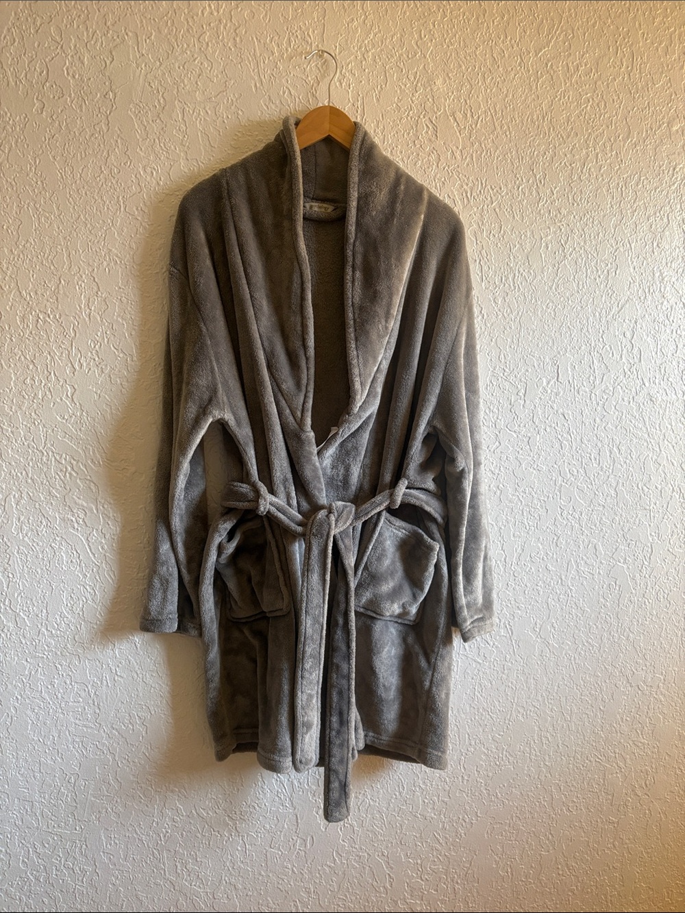 Plush Shawl Collar Teddy Jacket - Gray